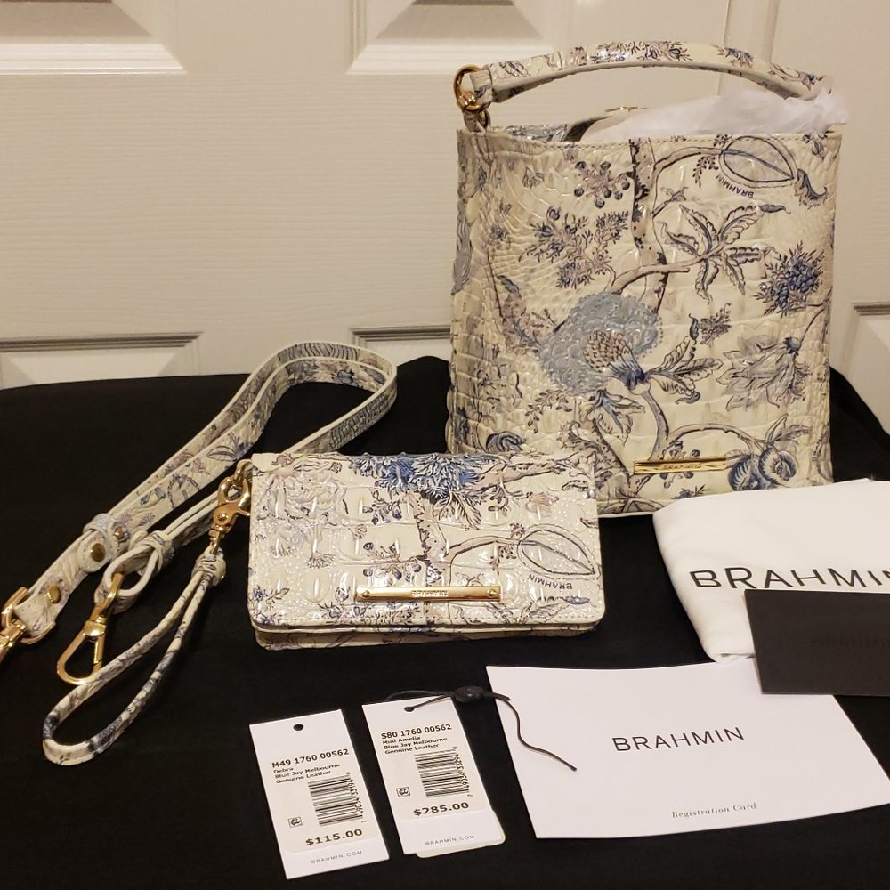 Brahmin Blue Jay Mini Amelia Bucket & Debra Wallet